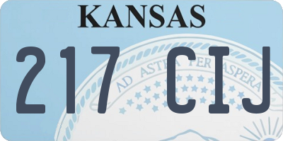 KS license plate 217CIJ