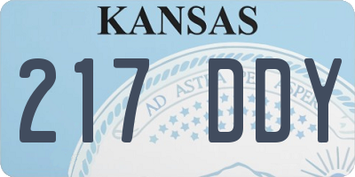 KS license plate 217DDY