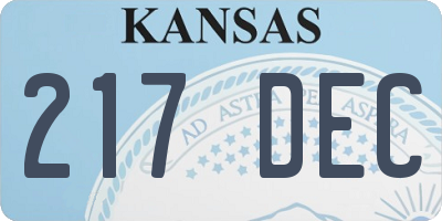 KS license plate 217DEC