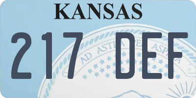 KS license plate 217DEF