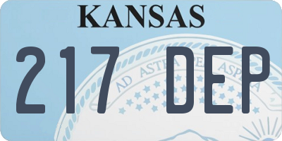 KS license plate 217DEP