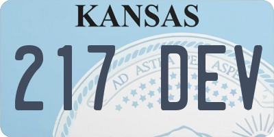 KS license plate 217DEV