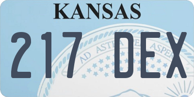 KS license plate 217DEX