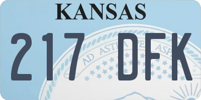 KS license plate 217DFK