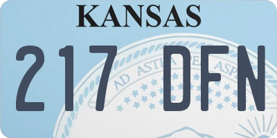 KS license plate 217DFN