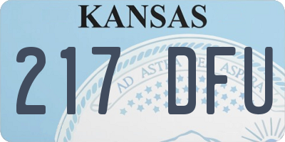 KS license plate 217DFU