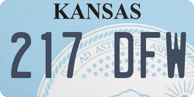 KS license plate 217DFW