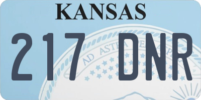 KS license plate 217DNR