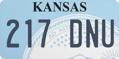 KS license plate 217DNU
