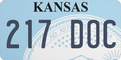 KS license plate 217DOC