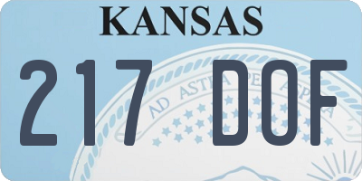 KS license plate 217DOF