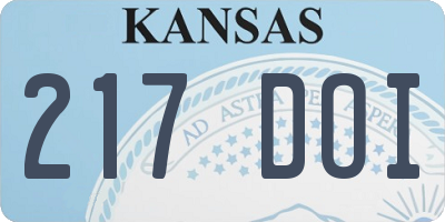 KS license plate 217DOI