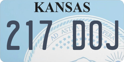 KS license plate 217DOJ