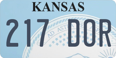 KS license plate 217DOR