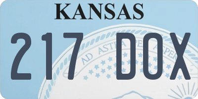 KS license plate 217DOX
