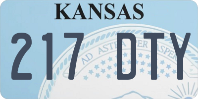 KS license plate 217DTY