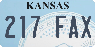 KS license plate 217FAX