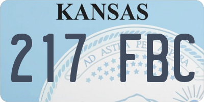 KS license plate 217FBC