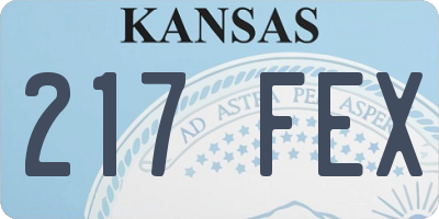 KS license plate 217FEX