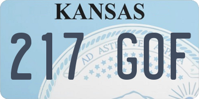 KS license plate 217GOF