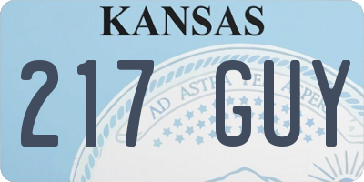 KS license plate 217GUY