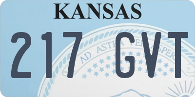 KS license plate 217GVT