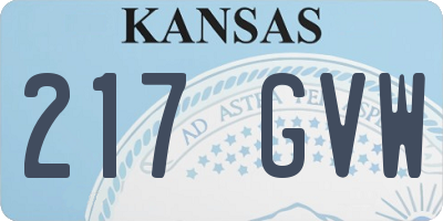 KS license plate 217GVW
