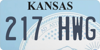 KS license plate 217HWG