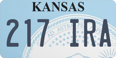 KS license plate 217IRA