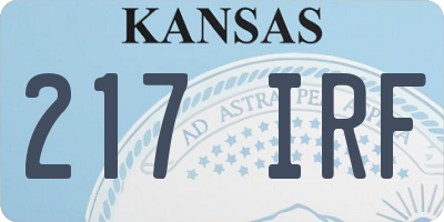 KS license plate 217IRF