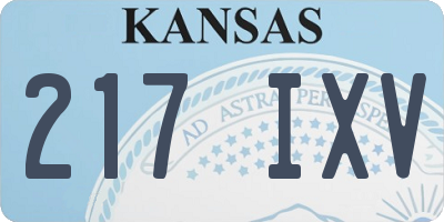 KS license plate 217IXV