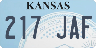 KS license plate 217JAF