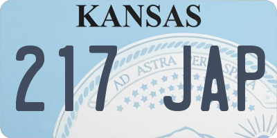 KS license plate 217JAP