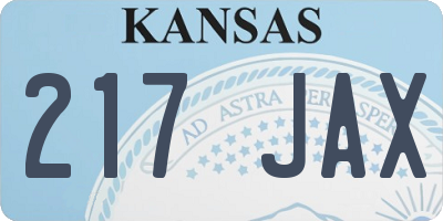 KS license plate 217JAX