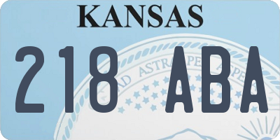 KS license plate 218ABA