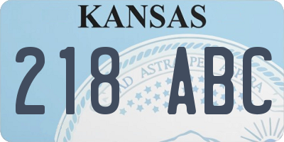 KS license plate 218ABC