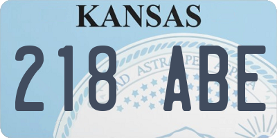 KS license plate 218ABE