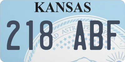 KS license plate 218ABF
