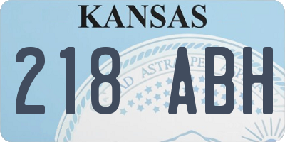 KS license plate 218ABH