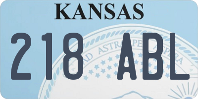 KS license plate 218ABL