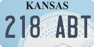 KS license plate 218ABT