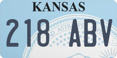 KS license plate 218ABV