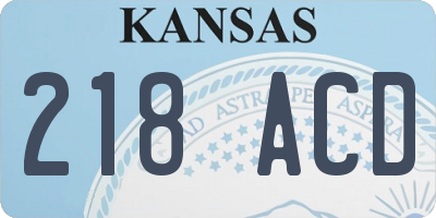 KS license plate 218ACD
