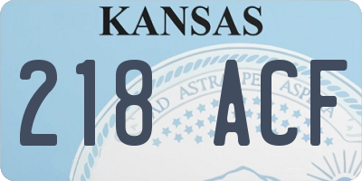 KS license plate 218ACF