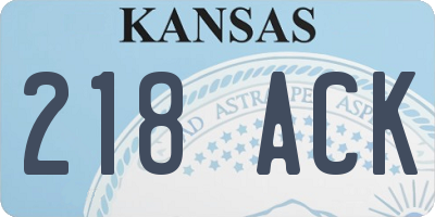 KS license plate 218ACK