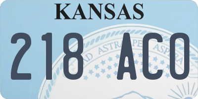KS license plate 218ACO