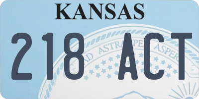 KS license plate 218ACT
