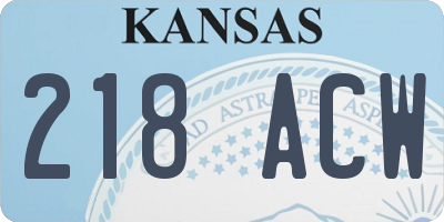 KS license plate 218ACW