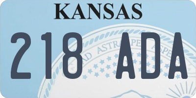KS license plate 218ADA