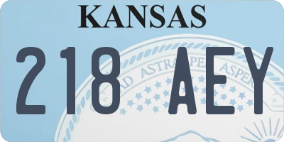 KS license plate 218AEY